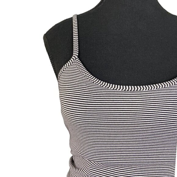 LULULEMON Power Y Tank Luon Tonka Stripe Black Heathered Medium Grey Size 4 - Picture 5 of 7